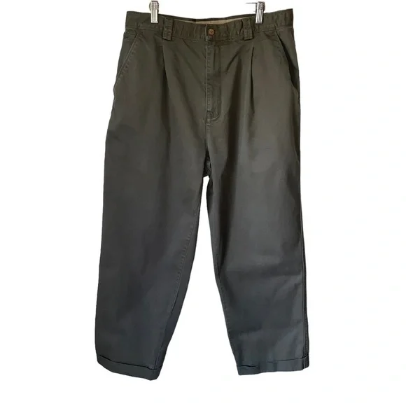 Tommy Bahama Sage Green Pleated Chino Cuffed Leg Men’s Pants Size 34 - Picture 1 of 9